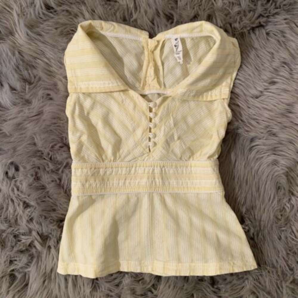 Floreat Yellow White Stripes Casual Blouse Size 4